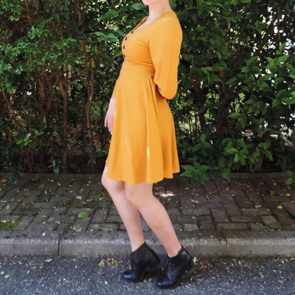 yellow perfect flattering fit dress